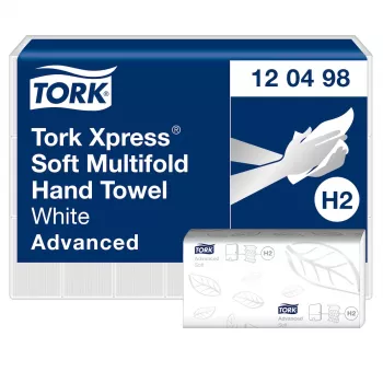 Prosoape de mâini din hârtie TORK Xpress Soft H2 Advanced Interfold, 2 straturi, albe, 3780 foi (120498)