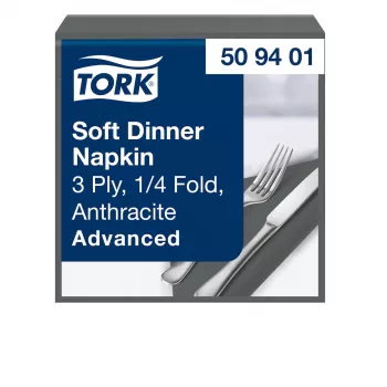 Șervețele de masă TORK Soft Dinner Advanced Anthracite, 3 straturi, 39 x 39,5 cm, 100 buc. (509401)