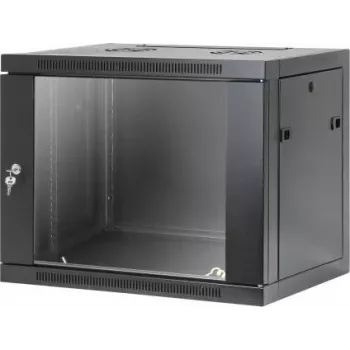 Dulap de rețea de perete Intellinet 19 inch, montaj fără unelte, 9U, adâncime 450 mm, negru RAL 9005 (716833)