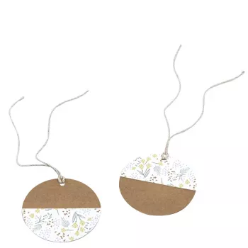 Set de etichete cadou din hârtie Artoz, maro alb, Hangtag Kraft rotund 6,5 cm, 6 buc. (144500-255)
