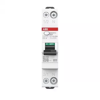 RCBO ABB DS301CA-B20/0.03, 1P+N, 20 A, 30 mA, tip A, caracteristică B, 6 kA 2CSR255163R1205