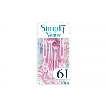 Gillette Simply Venus 3 Disposable Razors for Women, 3-Blade, MoistureRich Strip, 6 Count 8006540826997