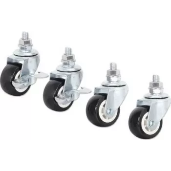 Set de roți Intellinet Basic Line pentru carcasă de perete 19 inch, 4 roți (2 cu frână), sarcină 60 kg, negru/argintiu 716819
