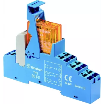Modul releu de interfață Finder 48.P6.9.024.4050, bobină 24 V DC, contact 16 A SPDT, montaj pe șină DIN, indicator LED