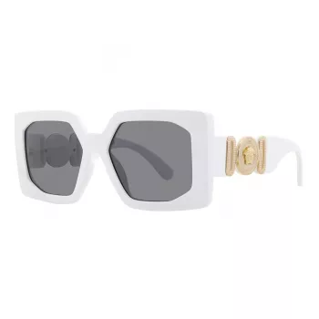 Versace VE4478U31487 Women's Cat-Eye Sunglasses, Black Frame, Dark Grey Lenses, 56/18/145 mm