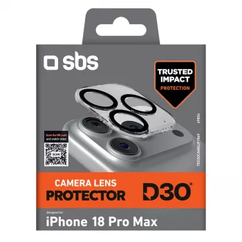 Protecție pentru obiectivul camerei SBS D3O pentru iPhone 18 Pro Max - rezistentă la impact și zgârieturi, transparentă
