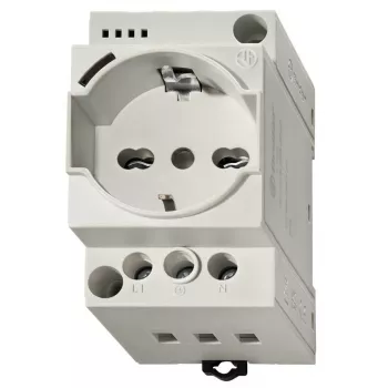Priză Schuko Finder 7U.00.8.230.0000 pentru șină DIN, 230 V AC, 16 A, gri RAL 7035