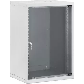 Dulap de rețea pentru montaj pe perete Intellinet 19 inch, Basic Line, 15U, adâncime 400 mm, gri RAL 9005 (716727)