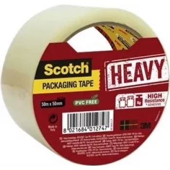 Bandă adezivă de ambalare 3M Scotch Heavy HV 5050 S.T., 50 mm x 50 m, transparentă