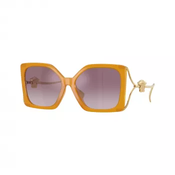 Versace VE4502U55376X Women's Cat Eye Sunglasses, Transparent Pink Frame, Dark Grey Lenses, 58/16/130 mm