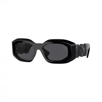 Versace VE4425U536087 Men's Rectangular Sunglasses, Transparent Grey Frame, Dark Grey Lenses, 54-18-145