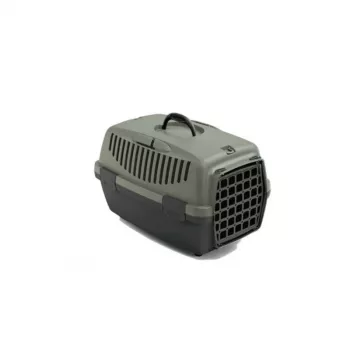 Cușcă de transport pentru animale STEFANPLAST Gulliver 1 cu ușă din plastic 48x32x31 cm gri/verde