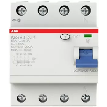 Întrerupător automat de curent rezidual ABB F204AS-63/0.3 4P 63A 300mA tip A 2CSF204201R3630