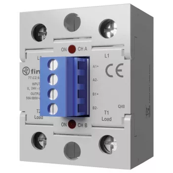 Releu static Finder seria 77, 50 A, 660 V AC, comandă 24 V DC, comutare instantanee 77C290248671