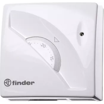 Finder 1T010 Termostat de cameră pentru montaj aparent, 7 până la 30 °C, Alb