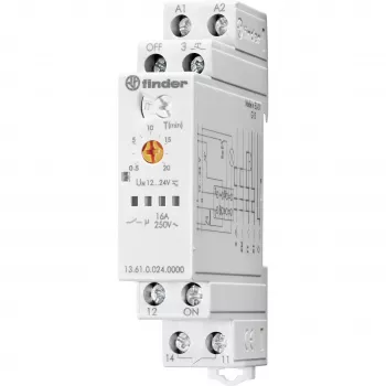Releu de impuls Finder 13.61.0.024.0000, 1 comutator, 16 A, bobină 24 V AC/DC, șină DIN