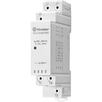 Releu de monitorizare a tensiunii trifazate Finder 70.61.8.400.P000, 400 V AC, 1 CO, șină DIN