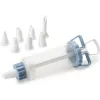 Set seringă pentru decorat patiserie IBILI 104629, 18 cm, 6 duze din oțel inoxidabil, alb