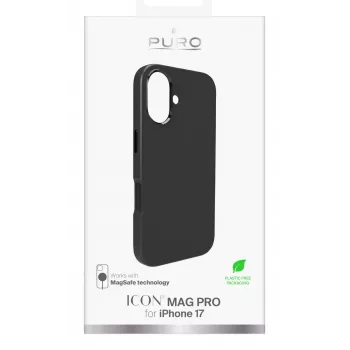 Husă PURO Icon pentru Apple iPhone 17, compatibilă MagSafe, neagră (PUIPC1763ICONMPBLK)