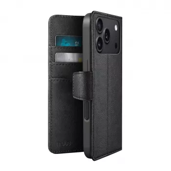 Husă SBS Wallet Classic pentru iPhone 18 Pro Max cu portofel și suport, neagră