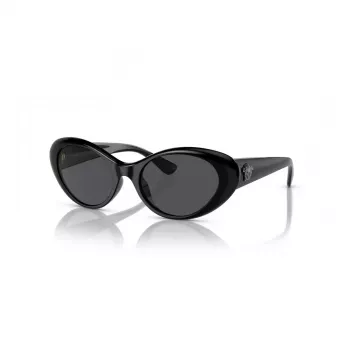 Versace VE4455U GB1/87 Women's Cat Eye Sunglasses, Black Frame, Grey Lenses, 53-19-140 mm