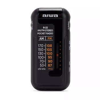 Radio de buzunar AIWA R-22BK cu căști, FM/AM, negru