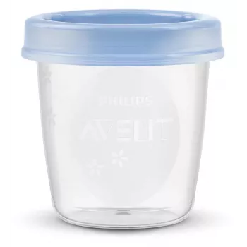 Recipiente pentru depozitare lapte matern și alimente Philips Avent 180 ml (set de 5) cu capace