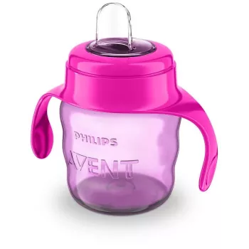 Cană de antrenament Philips AVENT Easy Sip cu mânere, 6M+, 200 ml, gura din silicon, roz