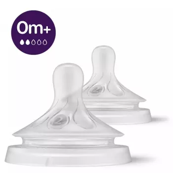 Tetine din silicon pentru biberon Philips Avent Natural Response, debit lent, 0M+, pachet de 2
