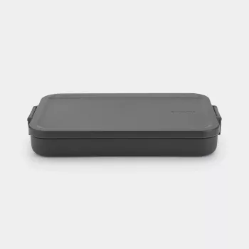 Cutie de prânz plată Brabantia Make & Take, gri închis, 1,2 L, plastic fără BPA, etanșă, lavabilă în mașina de spălat vase