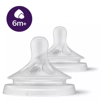 Tetine din silicon pentru biberon Philips AVENT Natural Response pentru hrană groasă, 6M+, pachet de 2
