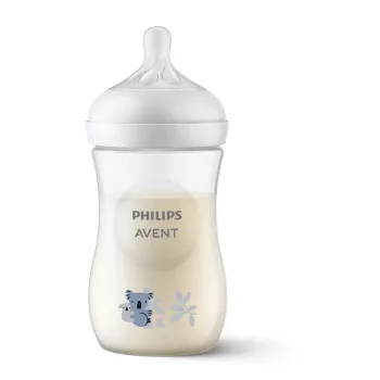Biberon Philips Avent Natural Response Koala 260 ml cu tetină debit mediu, 1m+