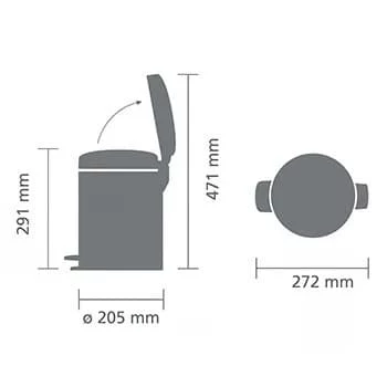 Coș de gunoi cu pedală Brabantia NewIcon 5L Brilliant Steel