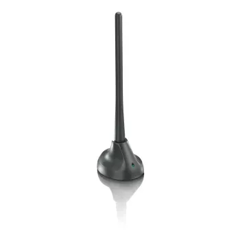 Antenă TV de interior PHILIPS SDV5100/12 cu amplificare 18 dB, UHF/VHF/FM, neagră
