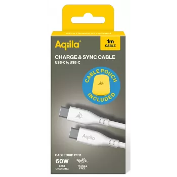 Cablu de încărcare și sincronizare AQIILA Cablebird CS11 USB-C la USB-C 1m 60W negru AQCBPBIC1SI812