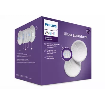 Absorbante de sân pentru alăptare de unică folosință Philips Avent SCF254/61 (pachet de 60)