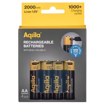 Acumulatori litiu-ion AA reîncărcabili prin USB-C AQIILA, 1,2V, pachet de 4 (AQ200AA367C4)