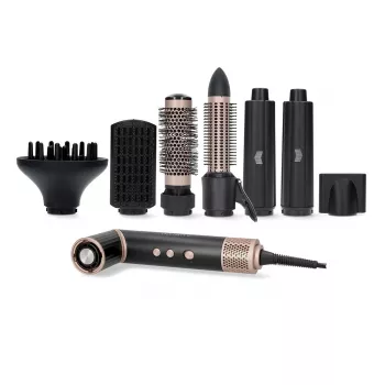 Styler multifuncțional de păr 7 în 1 Melissa, cu strat ceramic, 180°C, negru/argintiu