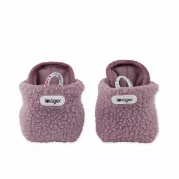 Papuci de casă bebeluș Lodger Slipper Teddy, roz, 6-12 luni, talpă antiderapantă, fleece