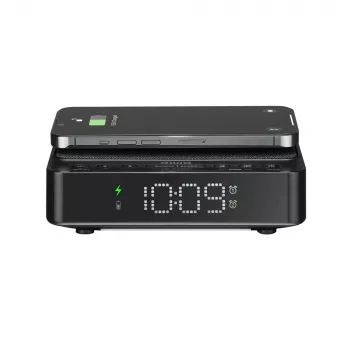 Ceas deșteptător digital AIWA CR-30/BK cu afișaj LED, radio FM/PLL, negru