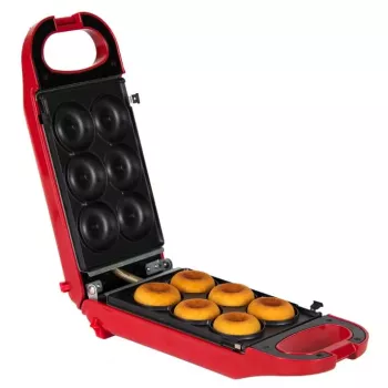 Aparat de gustări 6 în 1 Trebs roșu – vafe, sandviș, grill, gogoși, poffertjes, cupcake