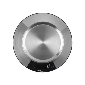 Cântar de bucătărie digital Tristar KW-2453 cu bol din oțel inoxidabil, capacitate 5 kg, precizie 1 g, afișaj LCD, funcție tară, argintiu