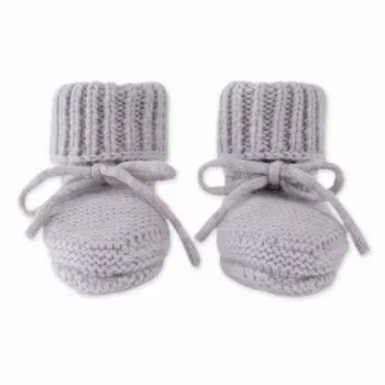 Lodger Slipper botosei din lână merino pentru bebeluși, Stone, 0-6 luni