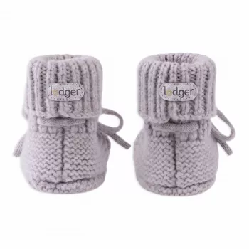 Lodger Slipper botosei din lână merino pentru bebeluși, Stone, 0-6 luni