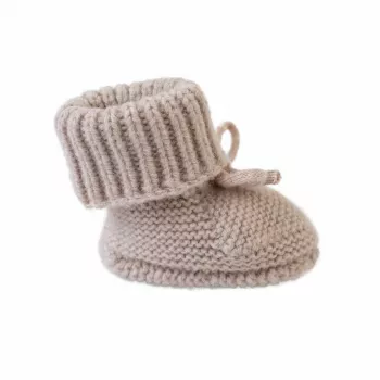 Papuci din lână merinos pentru bebeluși Lodger Slipper Folklore, bej, 0-6 luni