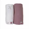 Lodger Swadler Solid Matcha Păturică de înfășat din bumbac, Powder Rose, 110x110 cm, set de 2