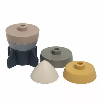 Turn de stivuit din silicon BABY'S ONLY rachetă, tonuri pământii, 0+ luni