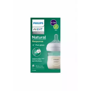 Philips Avent Natural Response Biberon din sticlă 125 ml cu tetină pentru nou-născuți, 0m+
