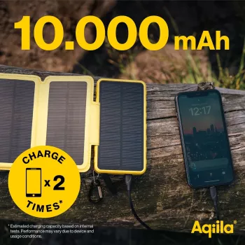 Baterie externă solară Aqiila Powerbird BS10 10000 mAh neagră și portocaliu