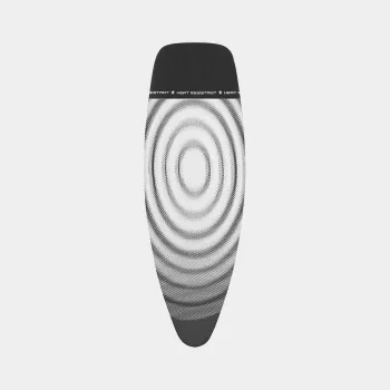 Husă de masă de călcat Brabantia Titan Oval, 135 x 45 cm, mărimea D, căptușeală 8 mm, suprafață din bumbac cu spumă, gri metalic